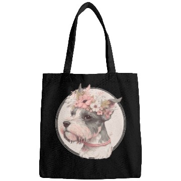 Discover Cute Miniature Mini Schnauzer Flower Crown Pet Dog Bags