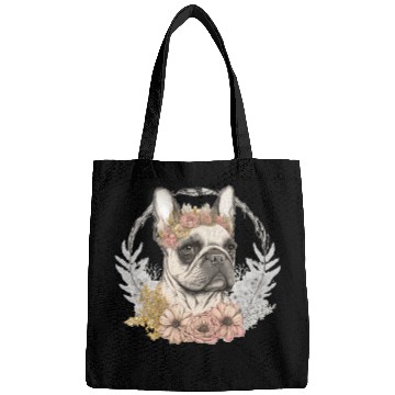 Discover Cute French Bulldog Frenchie Flower Crown Pet Dog Bags