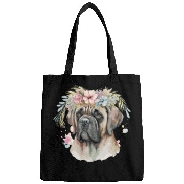 Discover Cute English Mastiff Flower Crown Pet Dog Breed Fl Bags