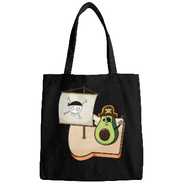Discover Funny avocado pirate sailing on a toast bread Bags