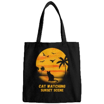 Discover Cat watching sunset scene - Cat Lover Bags