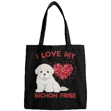 Discover I love my Bichon Frise Cute valentines puppy dog Bags