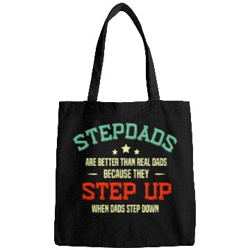Discover Fathers Day Step Dad idea Stepped Up Funny Stepfat Bags