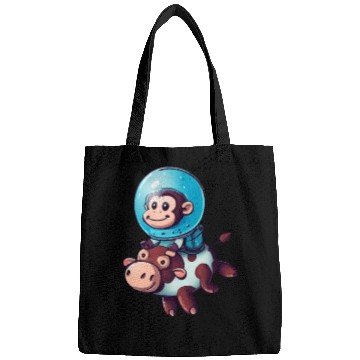 Discover Monkey on Cow Rocket Schuttle Astronaut Cosmonaut Bags
