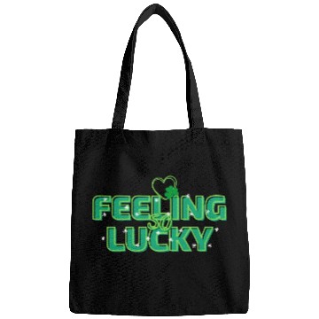 Discover Feeling Lucky Green Bright Bold Typography Bags