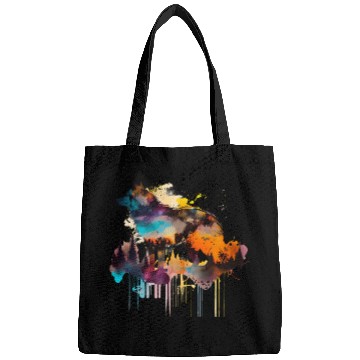 Discover Mountain Wolf Multicolor Watercolor Portrait Bags