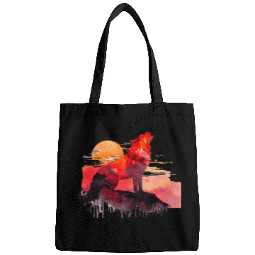 Discover Red Wolf Watercolor Portrait Bags