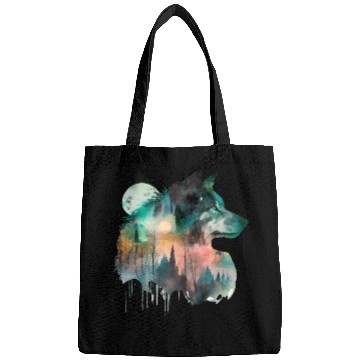 Discover Forest Wolf Watercolor Portrait Bags
