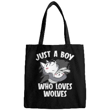 Discover Just A Boy Who Loves Wolves Werewolf Wolf Lover Bags