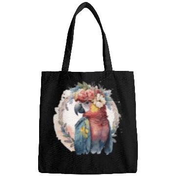Discover Watercolor Parrot Macaw Bird Flower Crown Pet Bird Bags
