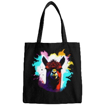 Discover Cute Vintage Ink Splash Alpaca Retro Alpaca Farmer Bags