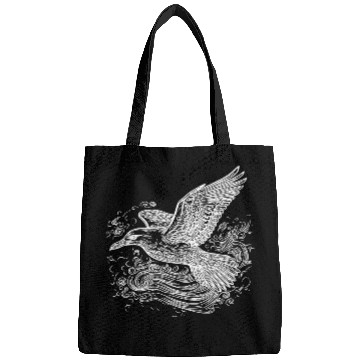 Discover Elegant Flying Seagull Over The Water Bags
