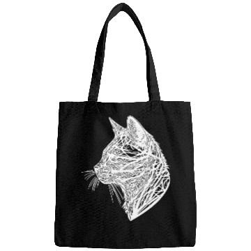Discover Small Cat In Nature Net Lines Tattoo Style Bags