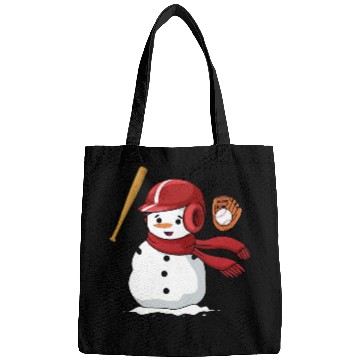 Discover Funny snowman playing baseball Bags