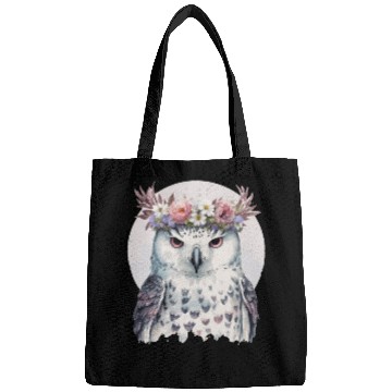 Discover White Snow Owl Bird Flower Crown Floral Birds Bags