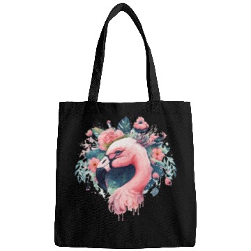 Discover Cute Pink Flamingo Tropical Bird Flower Crown Flor Bags