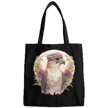 Discover Watercolor Falcon Birds Of Prey Flower Crown Flora Bags