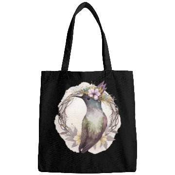 Discover Watercolor Hummingbird Flower Crown Floral Birds Bags