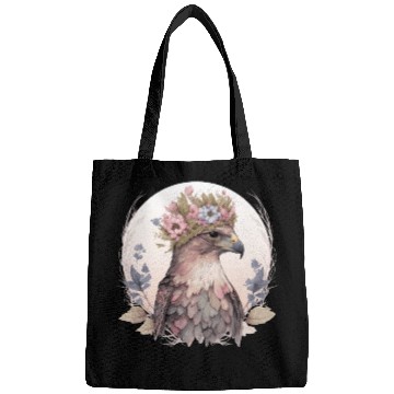 Discover Cute Hawk Bird Of Prey Flower Crown Floral Bird Wa Bags