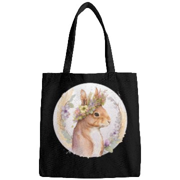 Discover Floral Squirrel Flower Crown Watercolor Animal Lov Bags