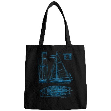 Discover Sailboat Blueprint Old Ocean Sailing for Sailors Bags