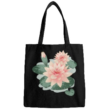 Discover Water lily flower with bud in water lily pond Bags