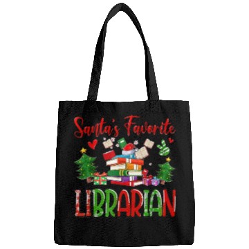 Discover Santas Favorite Librarian Cute Book Lover Christma Bags