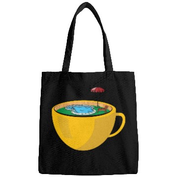 Discover Swimming pool on a coffee cup Bags