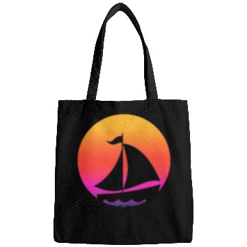 Discover Funny Cool sailing boat Sunset Graphic Humor Tees Bags