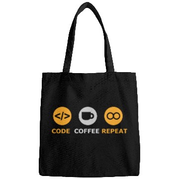Discover coffee code repeat software developer tech Bags