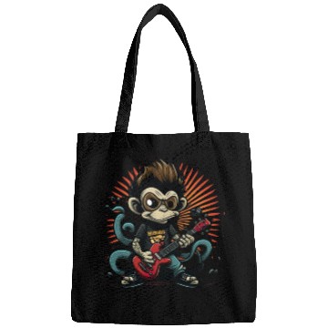 Discover Monkey Chimpanzee Playing Acousitc Rock Guitar Bags