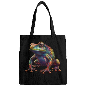 Discover Psychedelic frog in vibrant colors dart frog Bags