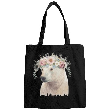 Discover Watercolor Polar Bear Flower Crown Boho Aesthetic Bags