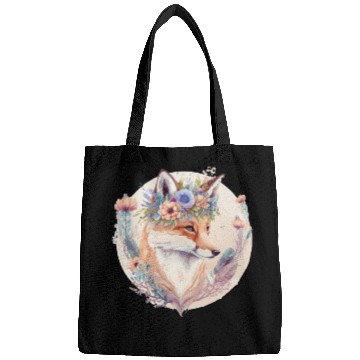 Discover Cute Watercolor Fox Flower Crown Boho Aesthetic Bags
