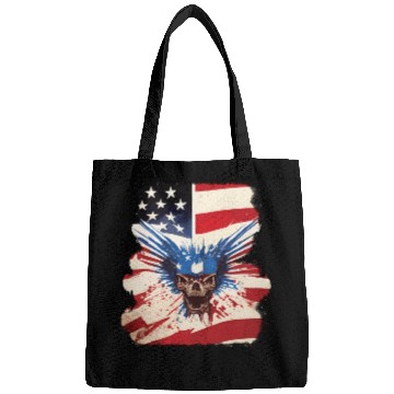 Discover Angry Skull Bursting Through US Flag Bags