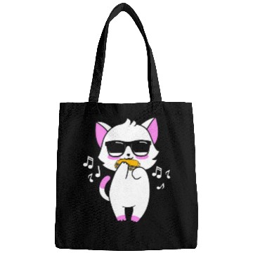 Discover Cool Cat Playing Harmonica Cat Lovers Bags