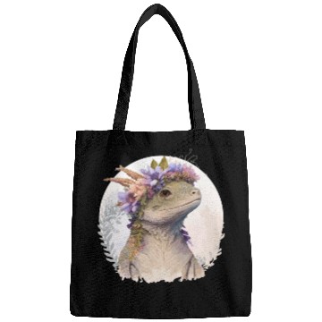 Discover Watercolor Lizard Flower Crown Floral Reptile Love Bags