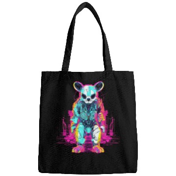 Discover Menacing Neon Panda Robot Bags