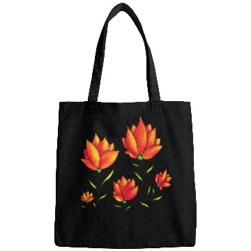 Discover Orange Flowers In Green Spring Watercolor Bags