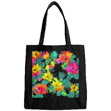 Discover ABSTRACT PAINTING basecolor WATERBASE FLOWER BLACK Bags
