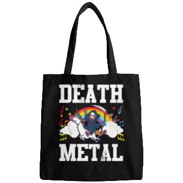 Discover Death Metal Grim Reaper Riding A Unicorn Trick Bags