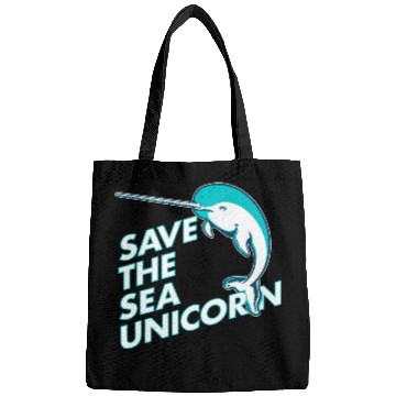 Discover Funny Save the Sea Unicorn Narwhal Bags
