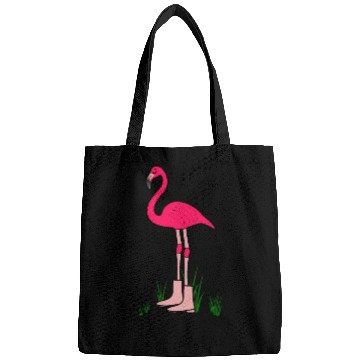 Discover Flamingo with boots art animal print bird pink Bags