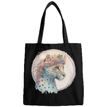 Discover Cute Cheetah Flower Crown Floral Watercolor Animal Bags