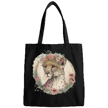 Discover Cute Watercolor Cheetah Flower Crown Safari Animal Bags