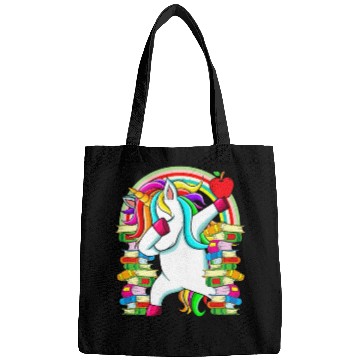 Discover Womens Reading Teacher Dabbing Unicorn Elementary Bags