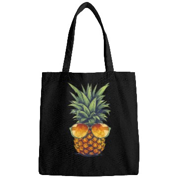 Discover An adorable pineapple, wearing sunglasses Bags