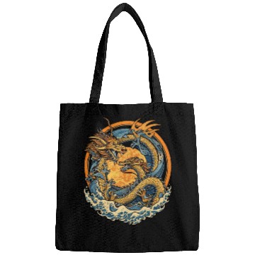 Discover Vintage Japanese Dragon Sun Tattoo Design 1 Bags