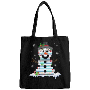 Discover snowman book stack librarian book lover christmas Bags
