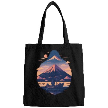 Discover Serene Mount Fuji Sunset Peaceful River Scenery Bags